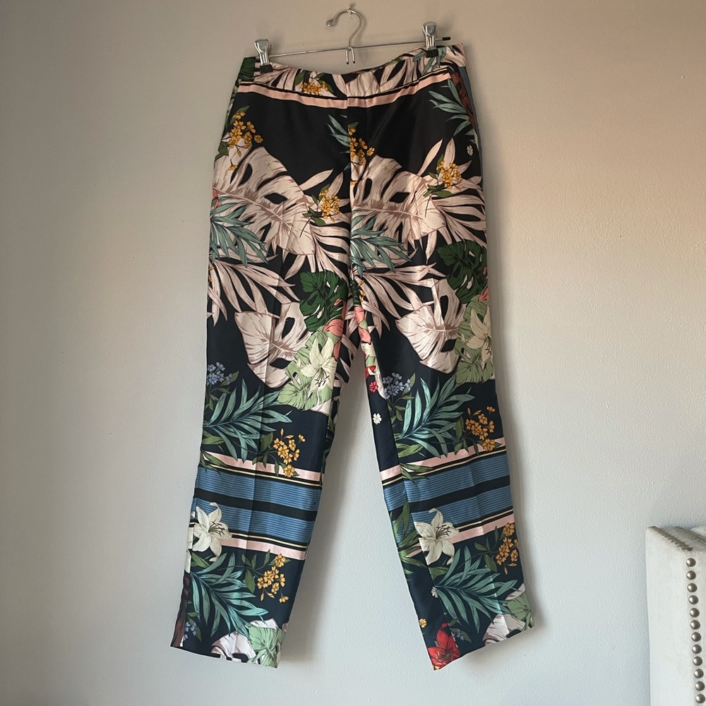 Zara Leaf Print Pants SZ S